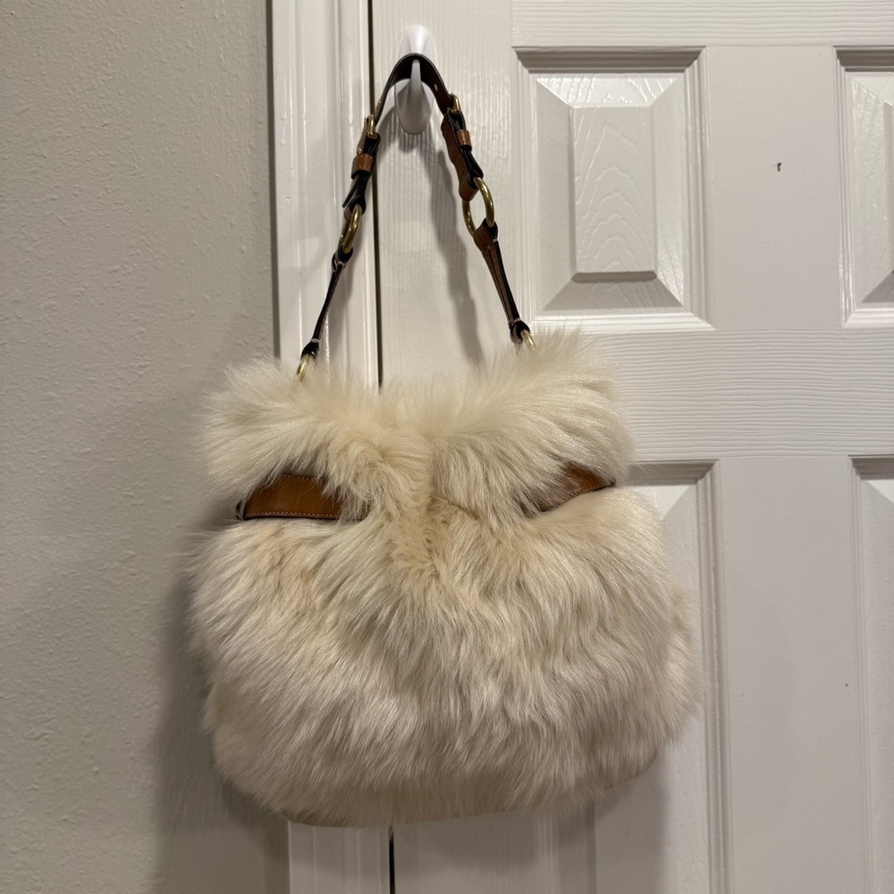RARE COACH Lamb Shearling Suede Shoulder Bag 3575 Vintage Y2K Boho Grunge NWT - Picture 3 of 16
